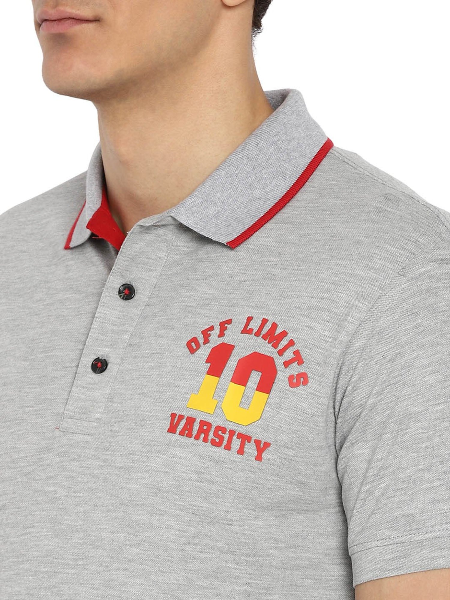 OFF LIMITS Grey Short Sleeves Polo T-Shirt