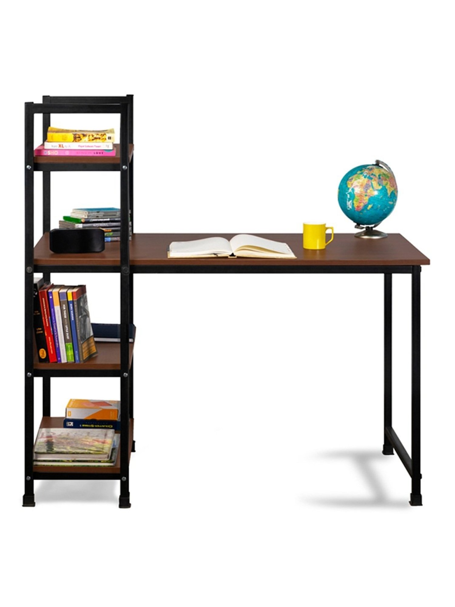 Delite Kom Stark Acacia Dark Black Metal Free Standing Study Table