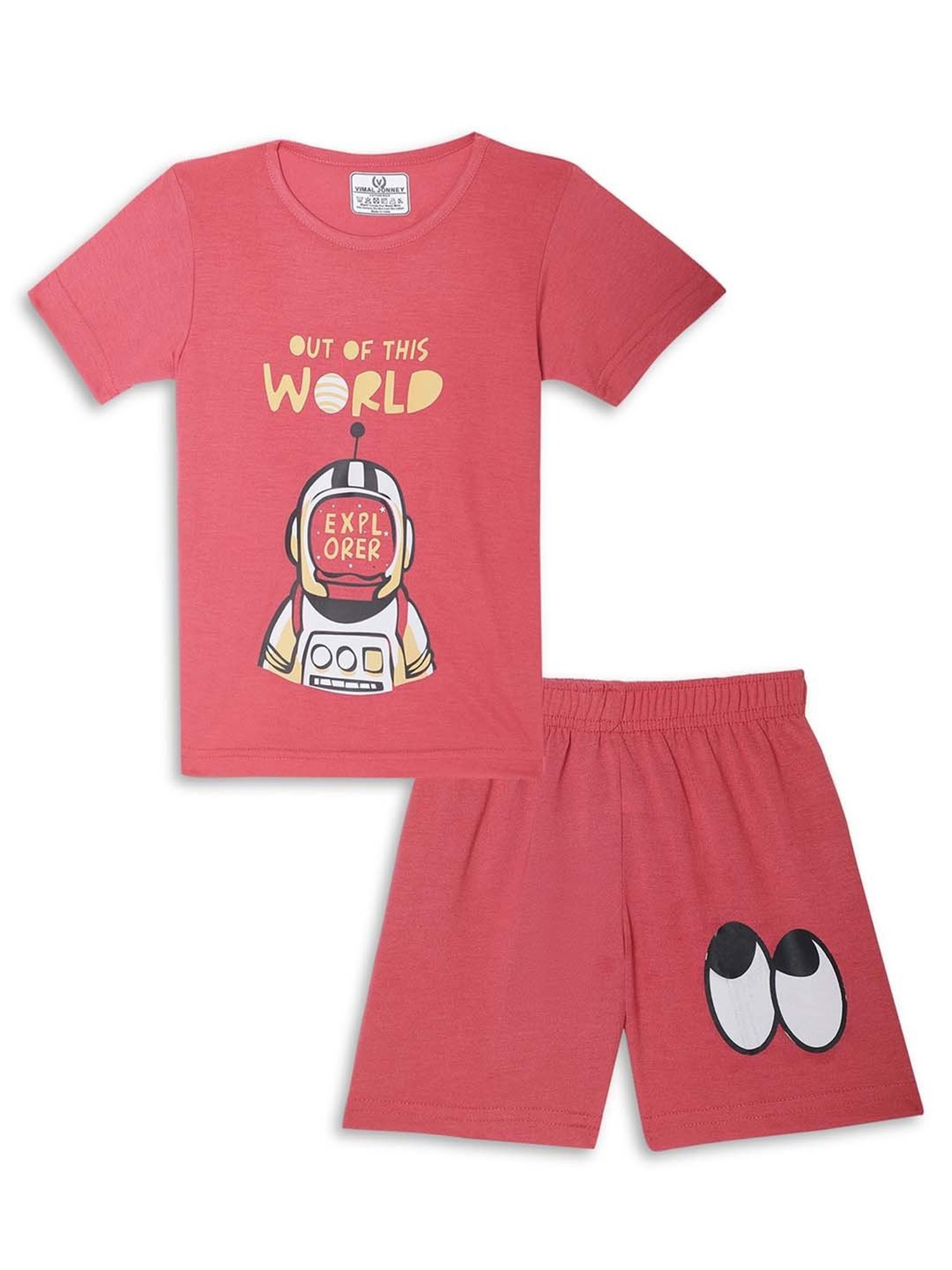 Vimal Jonney Kids Yellow & Pink Printed T-Shirt Set