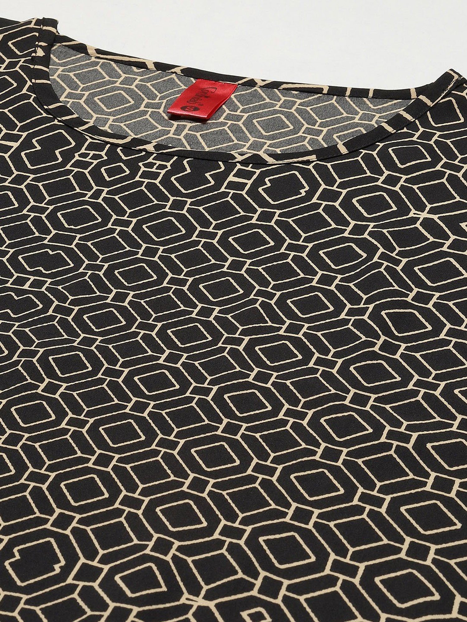 Cottinfab Black Printed Kaftan Crepe Top