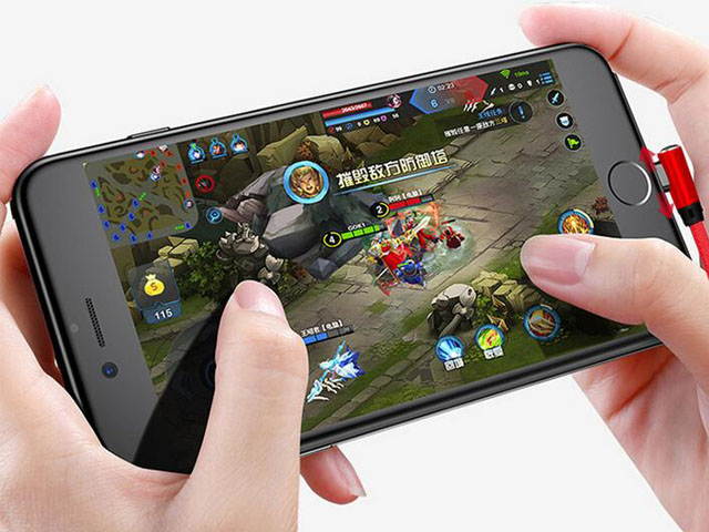 Lightning Cable, Newest 90 Degree Right Angle Data Cable Nylon Braided Fast Sync & Charge Lightning to USB Cable for iPhone X / 8 / 7 / 7 Plus / 6 / 6S /6S Plus, 3.3FT Red Color