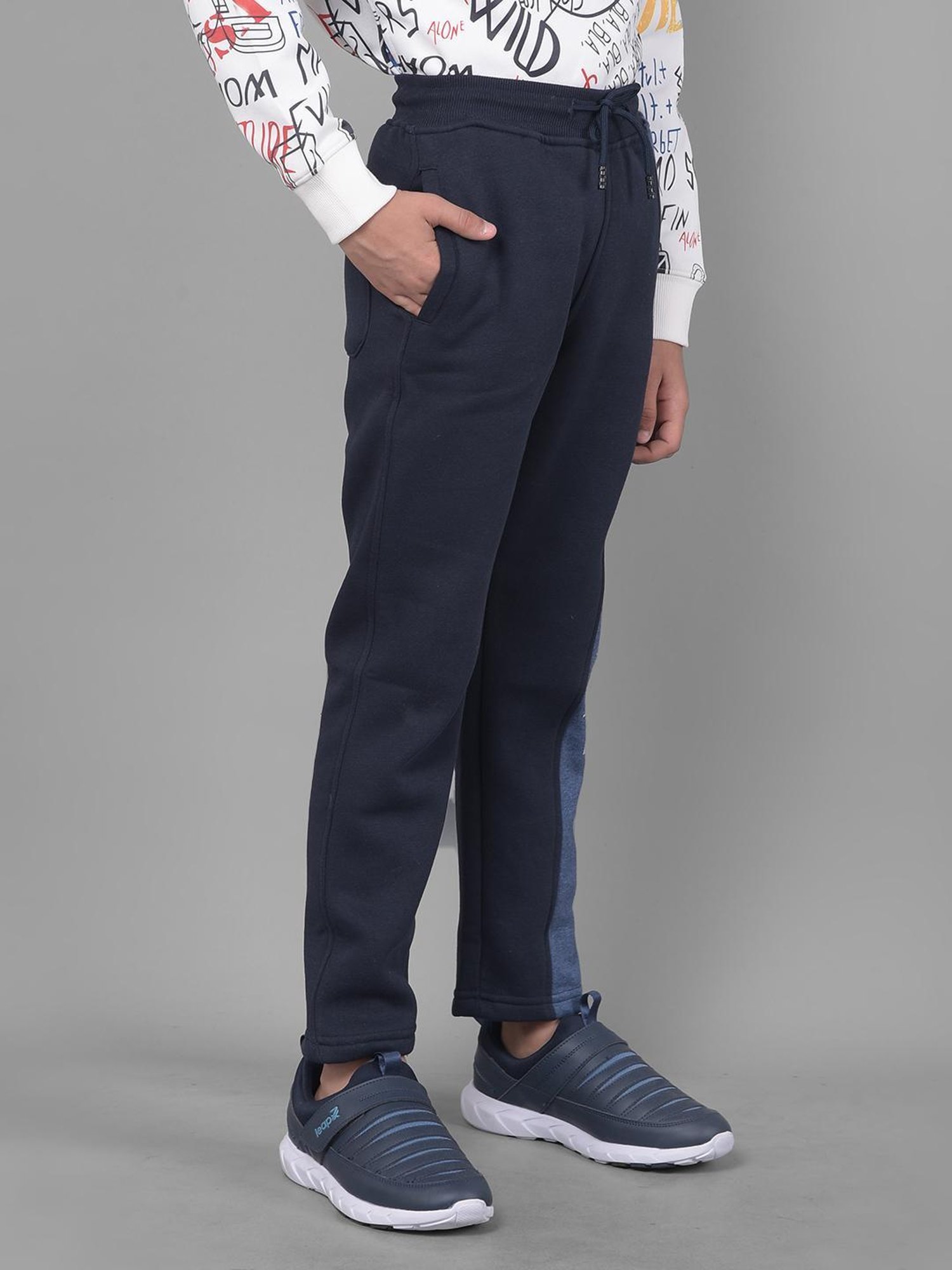 Crimsoune Club Boys Navy Printed Trackpants