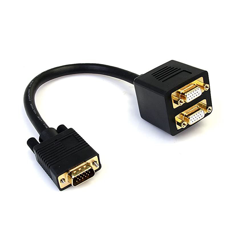 com 1 ft VGA to VGA Splitter Cable MF Dual Monitor Video Cable Splitter VGASPL1VV