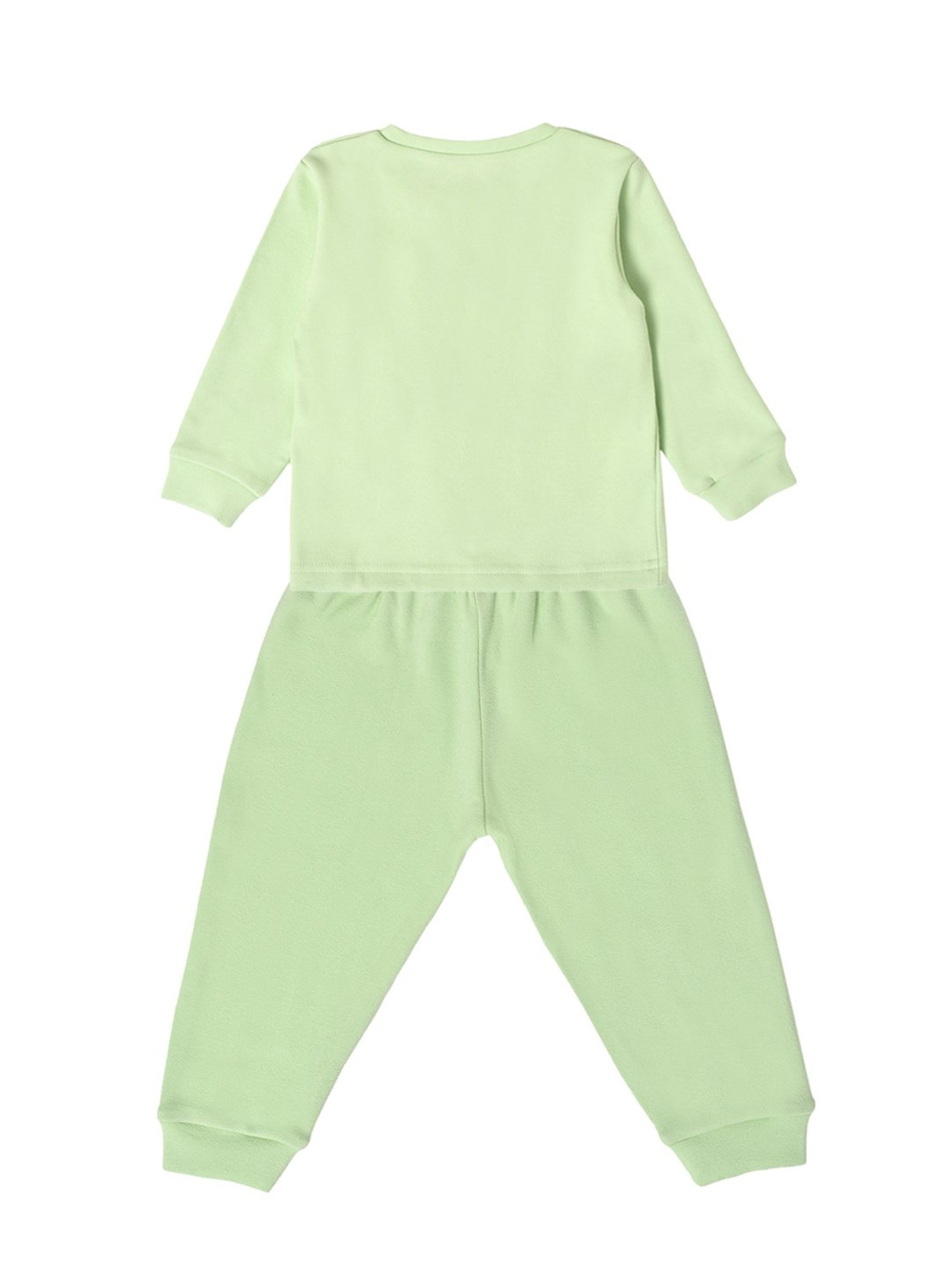 MiArcus Kids Light Green Solid Full Sleeves Thermal Top with Thermal Pants