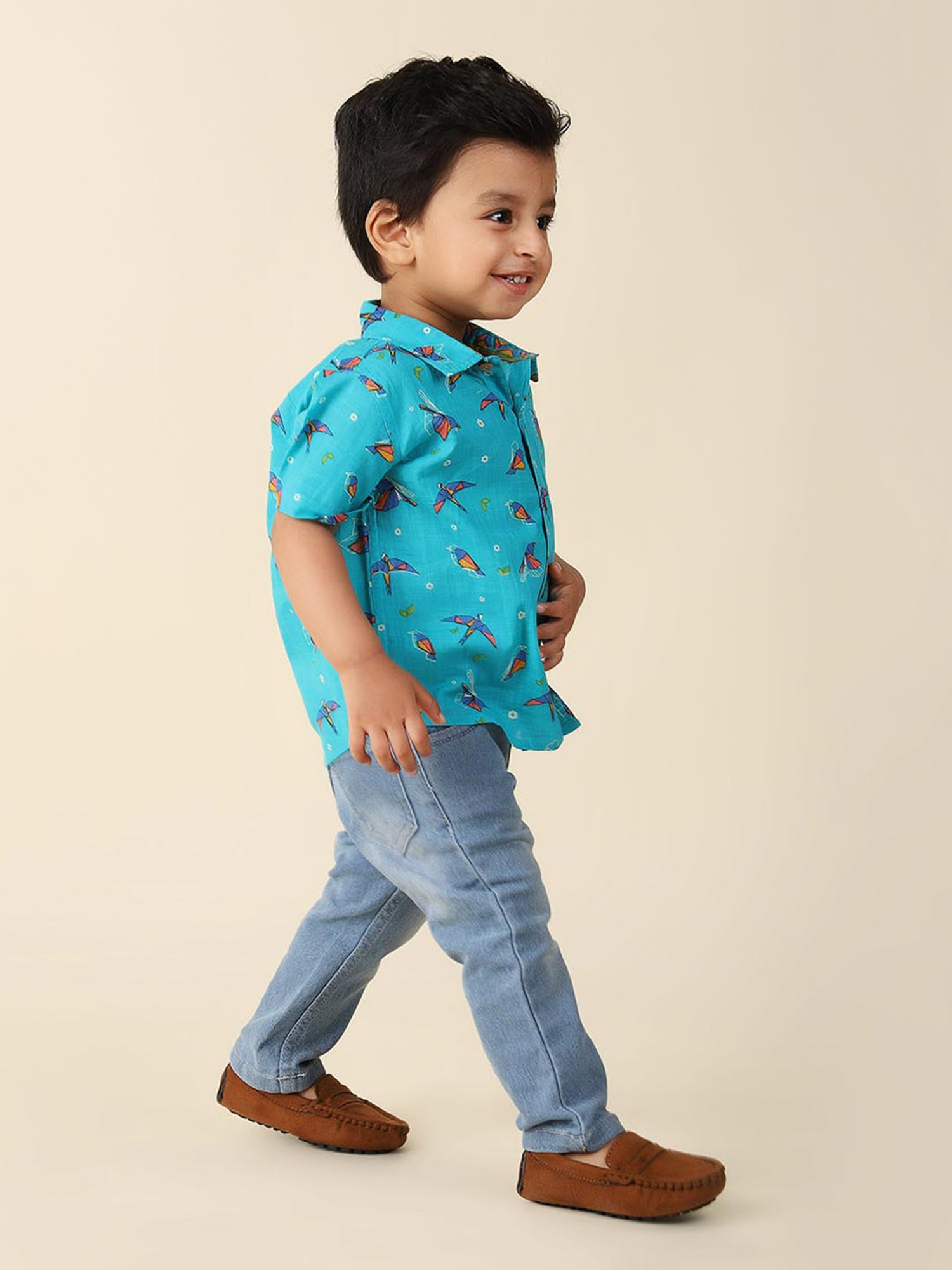 Fabindia Kids Blue Printed Shirt
