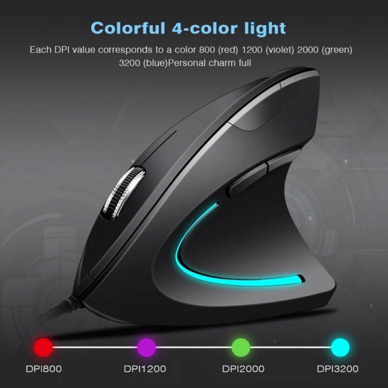 USB Wired Vertical Ergonomic Optical Mouse Portable Computer Office Gaming Upgraded Mice Mouse