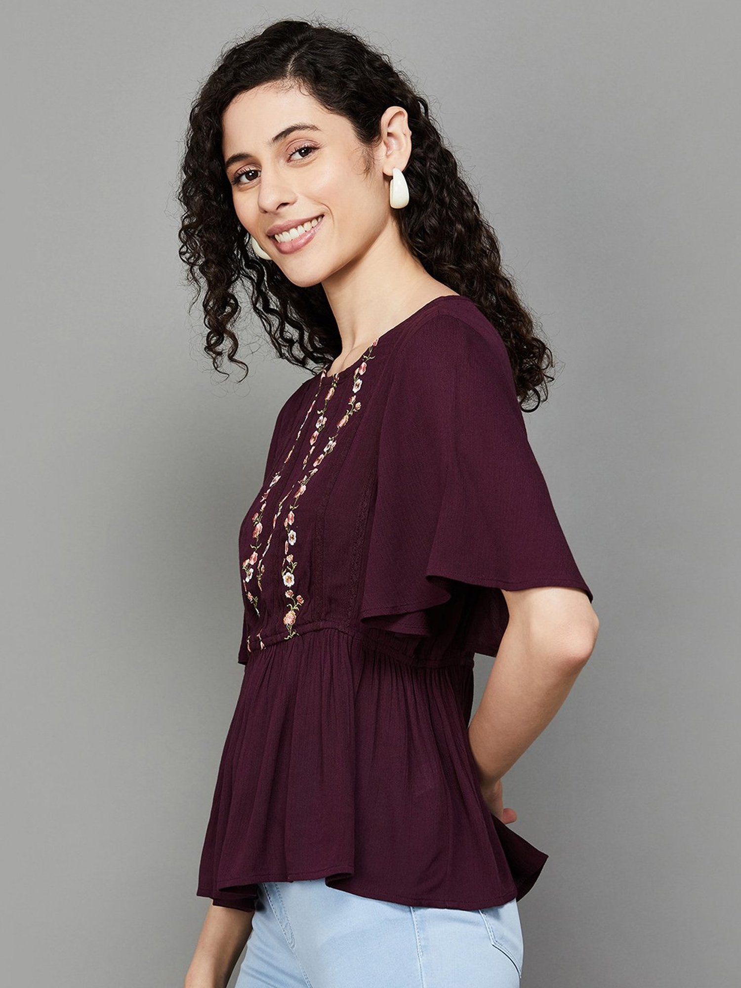 Fame Forever by Lifestyle Wine Embroidered Top