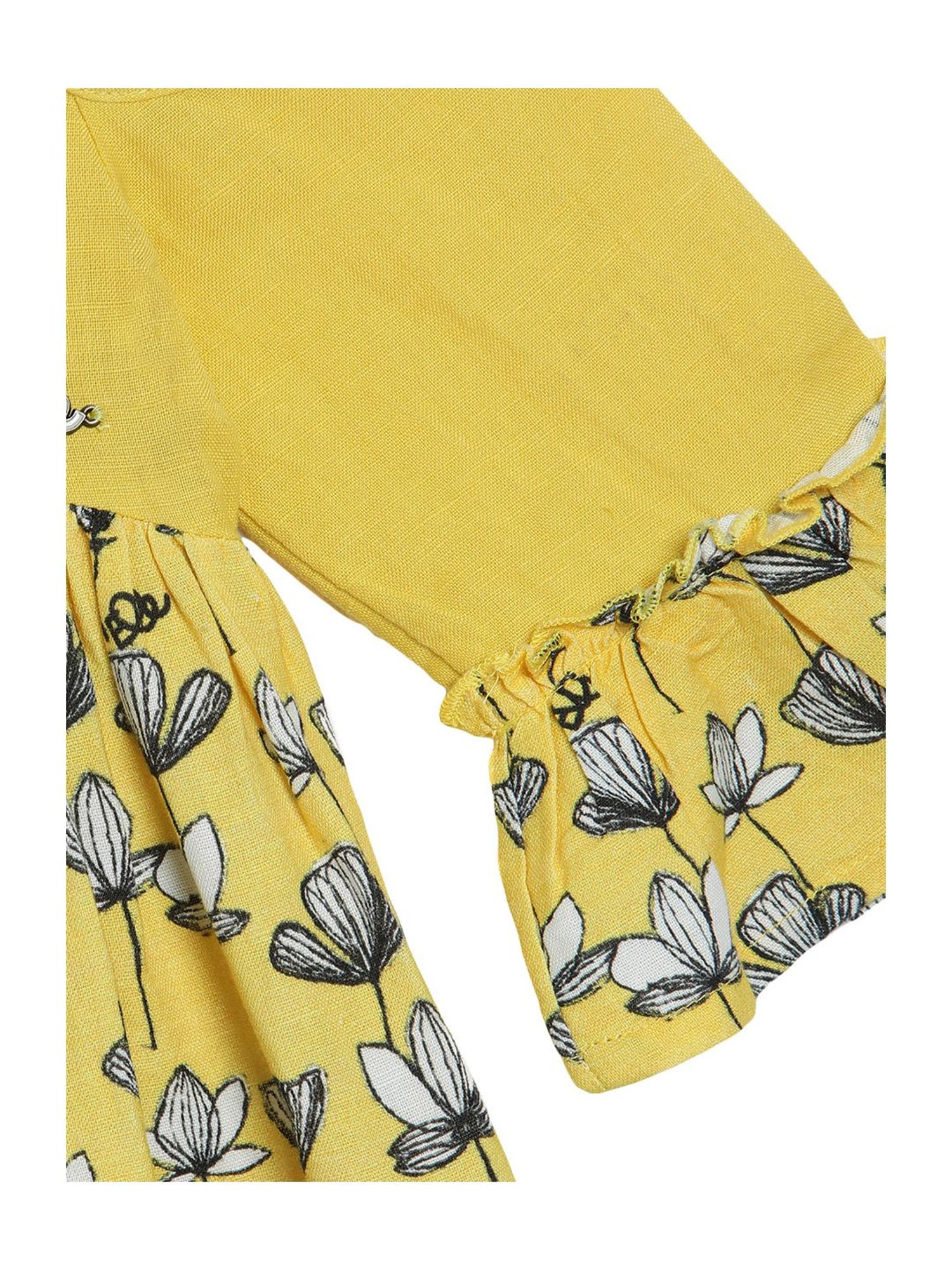 Elle Kids Yellow Cotton Printed Dress