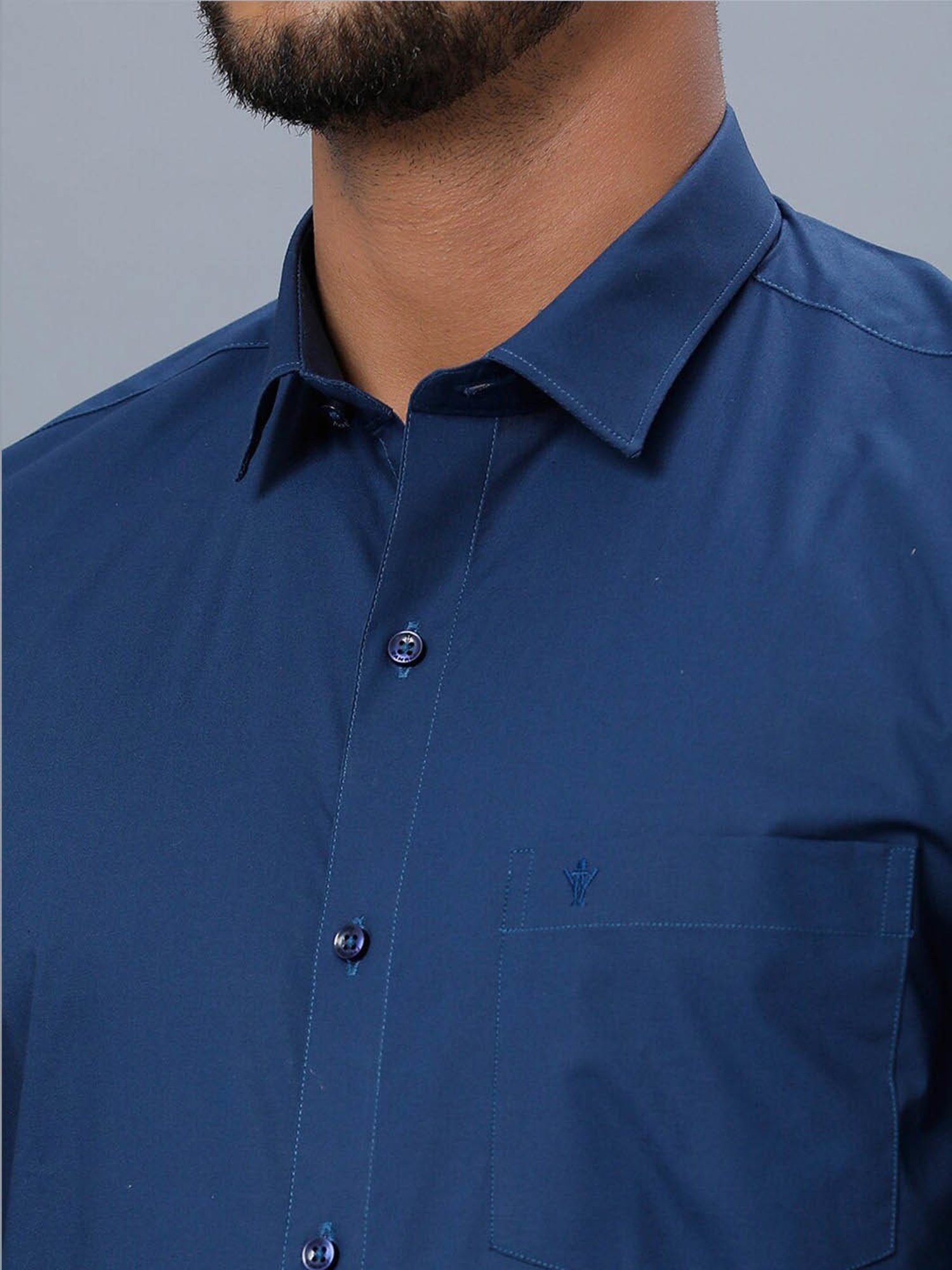Ramraj Navy Cotton Regular Fit Shirt