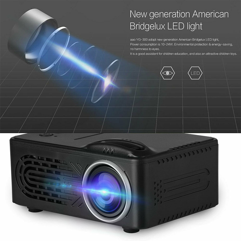 UKCOCO Mini Projector Portable 16:9 Full HD 1080p LED Screen Multimedia Movie Projector 80" Display Home Theater Cinemae w/HDMI/AV/USB Ports