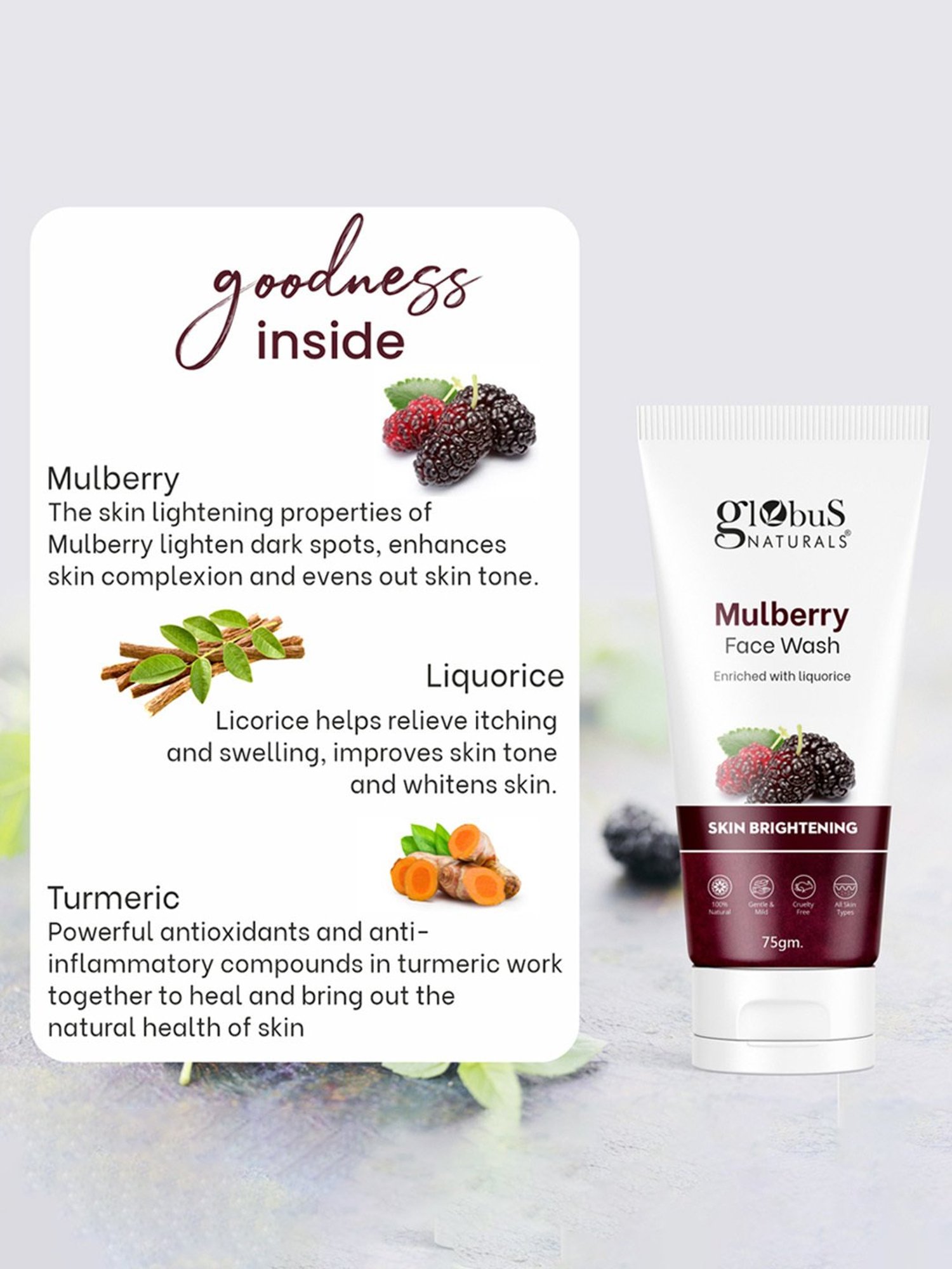 Globus Naturals Skin Brightening Mulberry Face Wash - Pack of 2