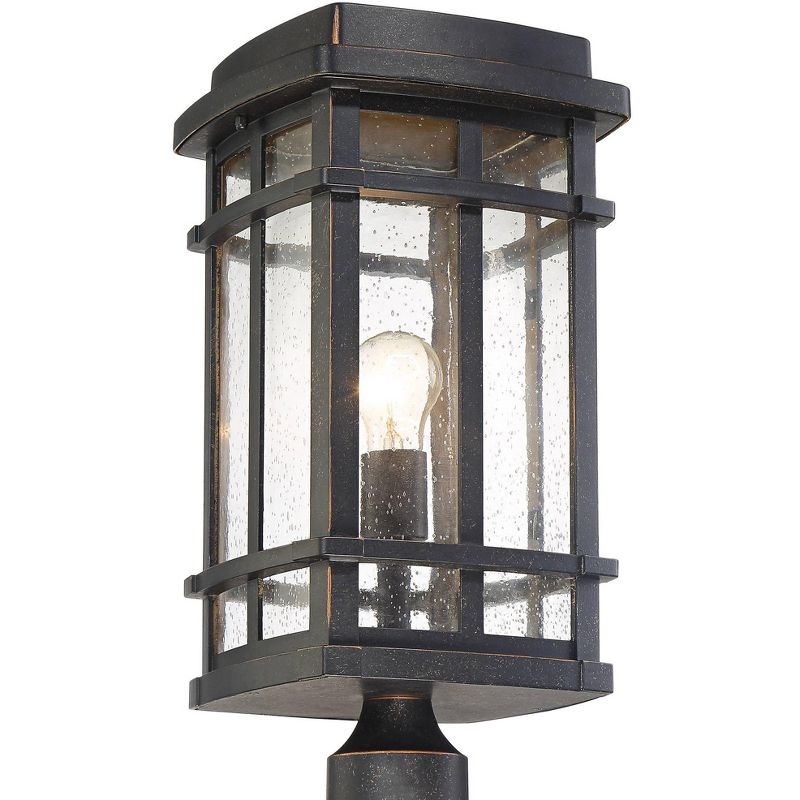 John Timberland Mission Outdoor Post Light Fixture Oil Rubbed Bronze 19 1/4" Clear Seedy Glass for Exterior Garden Yard Walkway