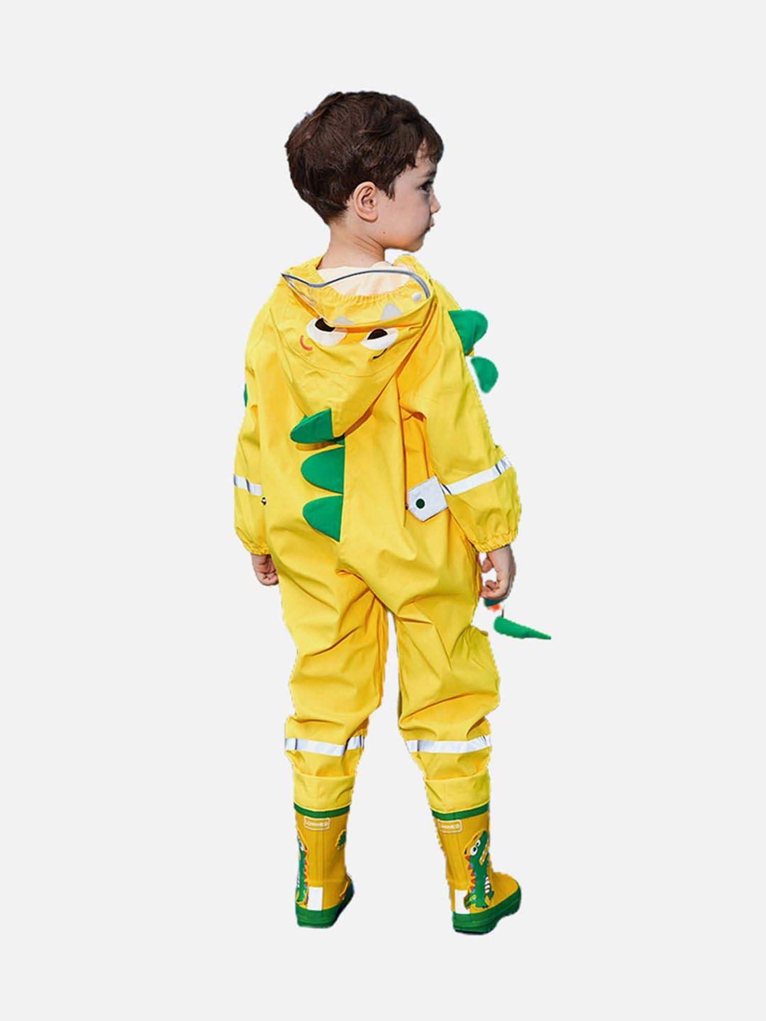 Little Surprise Box Kids Yellow Printed Full Sleeves Raincoat