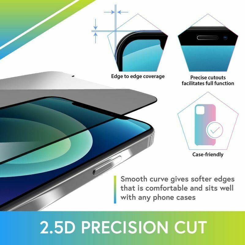 2x Privacy Tempered Glass Screen Protector for iPhone 12  12 Pro 6.1" Anti-