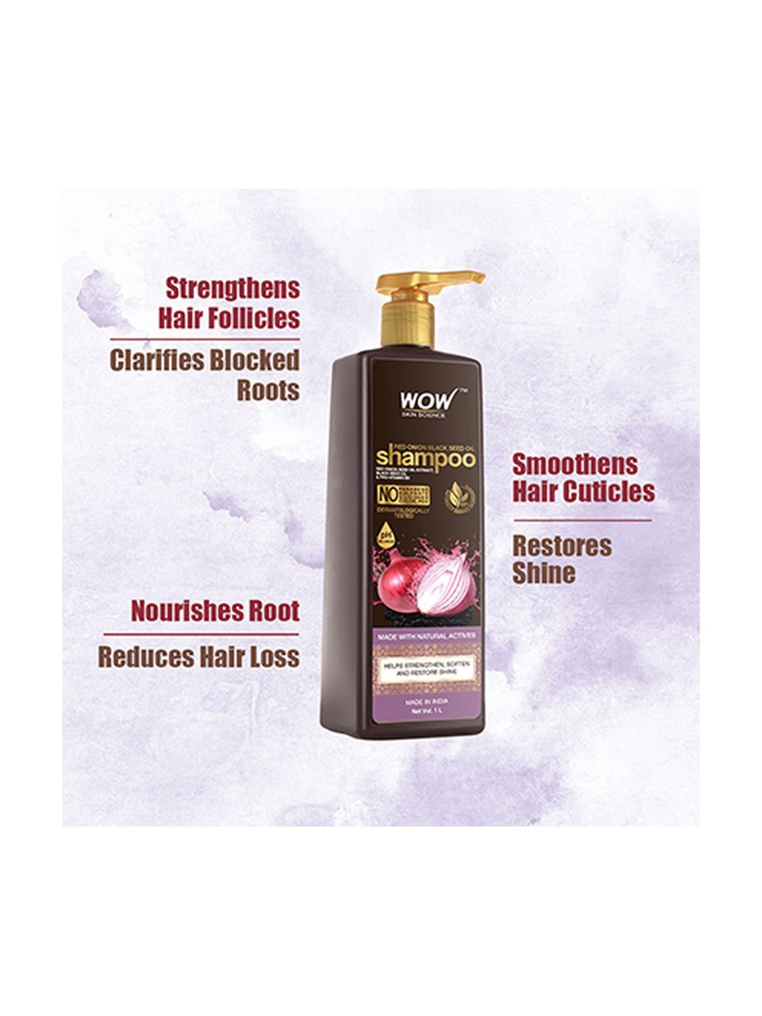 Wow Skin Science Onion Black Seed Oil Shampoo - 1000 ml