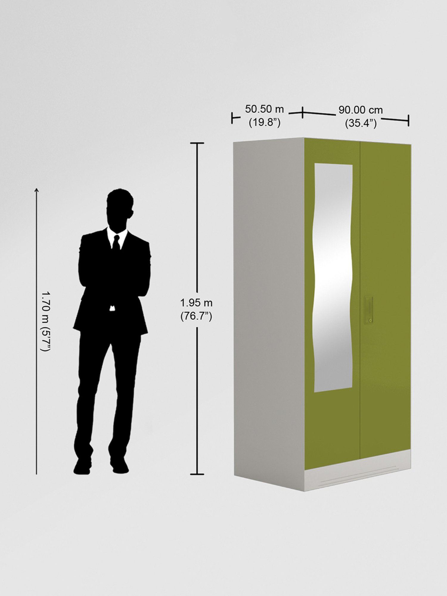 Godrej Interio Slimline 2-Door Steel Almirah, Tex Green Leaf (1-Year Warranty)