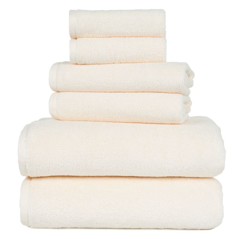 6pc Solid Bath Towels And Washcloths Ivory - Yorkshire Home