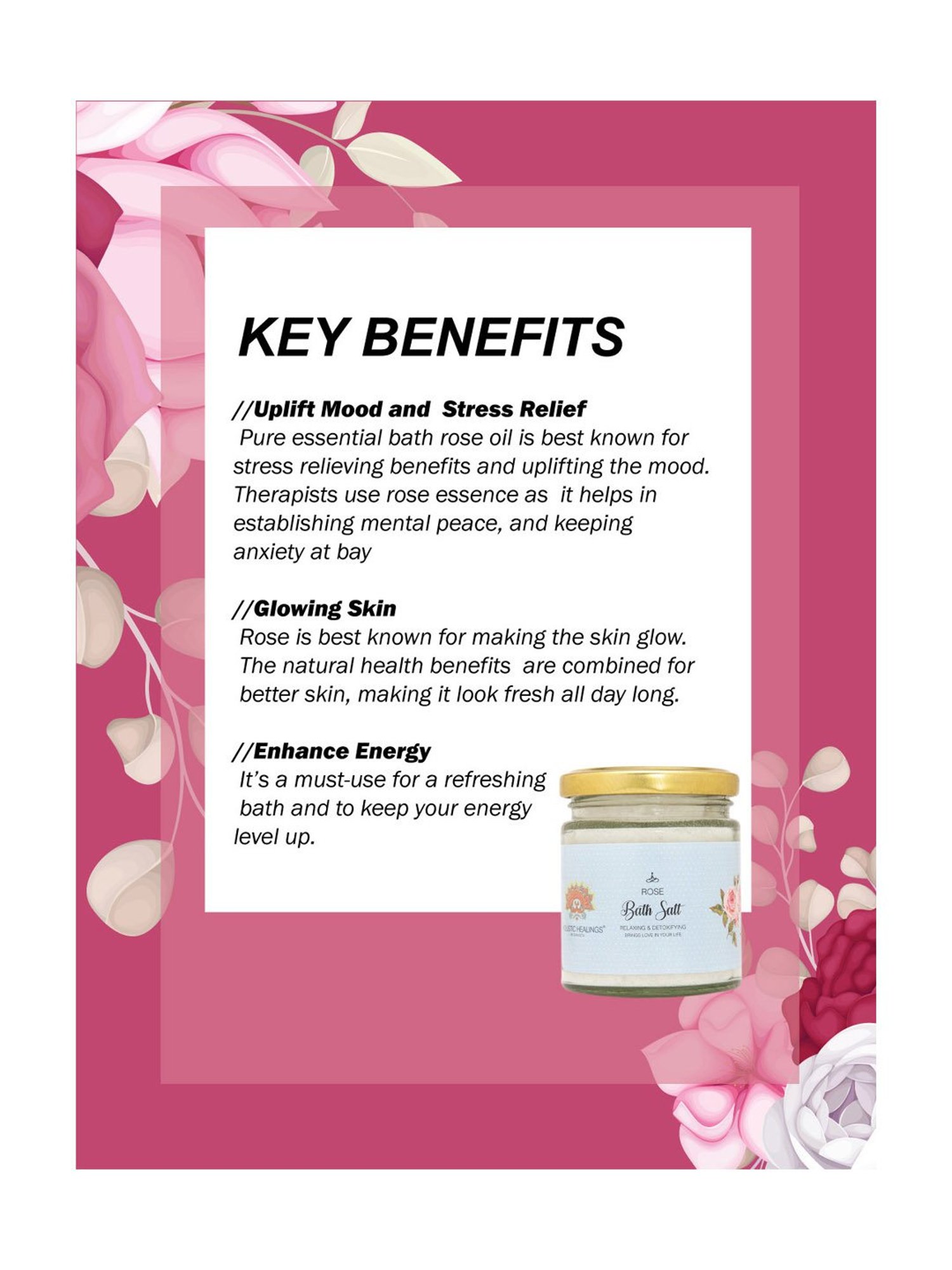 Holistic Healings By Shaveta Bath Salt Rose - 200 gm