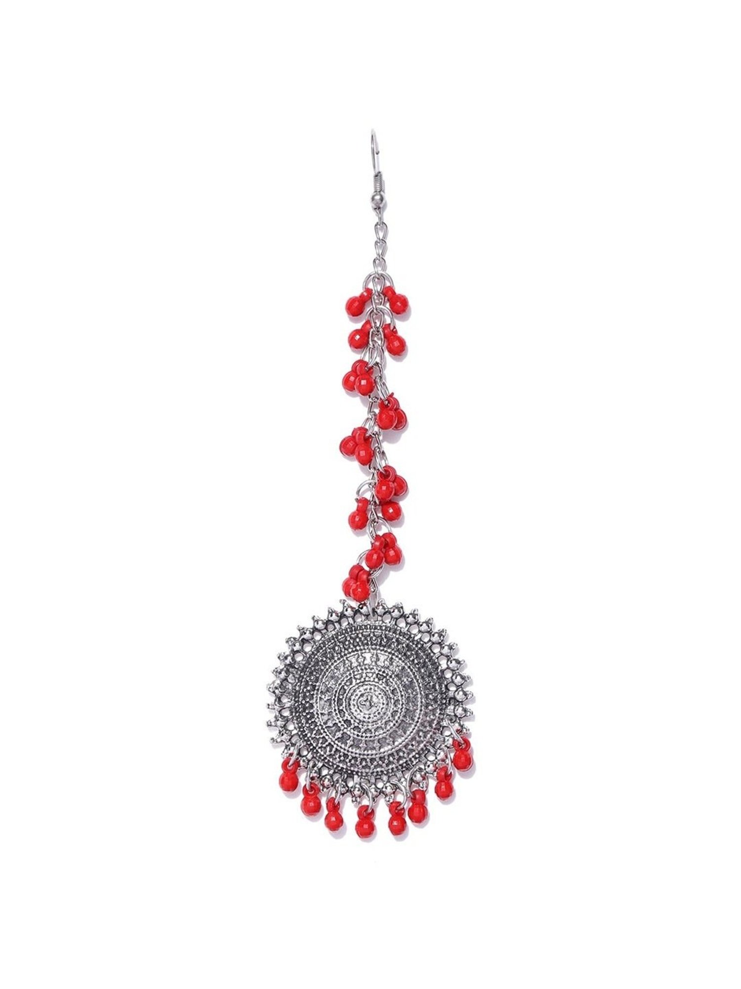 YouBella Stylish Latest Design Red Jhumki Earring & Maangtikka Sets