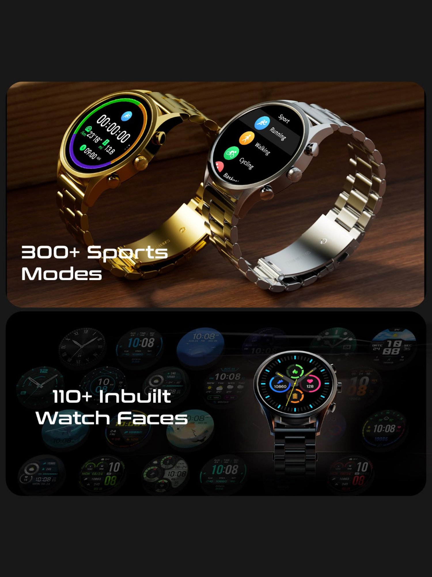 Fire-Boltt Infinity Luxe BT Calling Smartwatch with 1.6 inch HD Round Display (Gold)