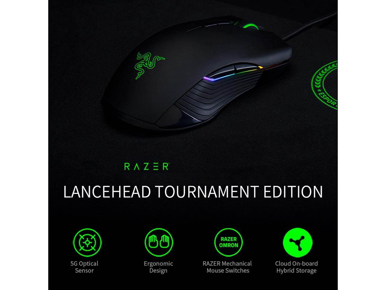 Razer Lancehead Tournament Edition Wired Gaming Mouse RGB Gaming Mouse Ergonomic Mice with 5G Optical Sensor 16000DPI Black