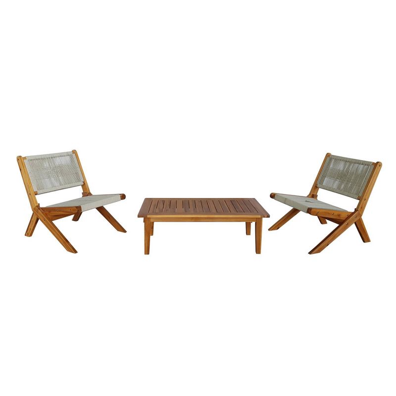 Acacia 3pc Outdoor Conversation Set with Folding Seating - Caramel - TK Classics