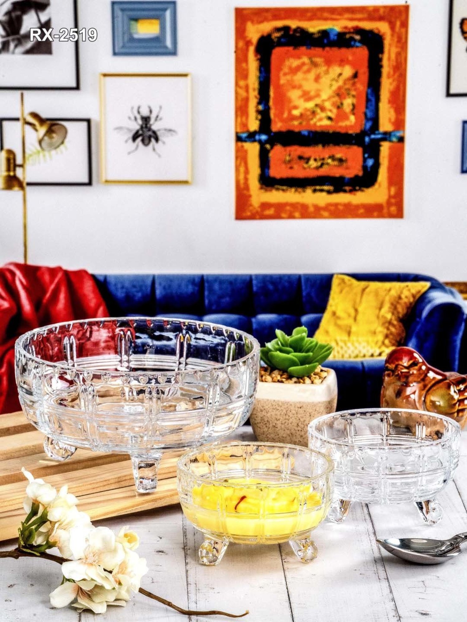 Roxx Transparent Glass 7-Piece Dessert Bowl & Serving Bowl Set