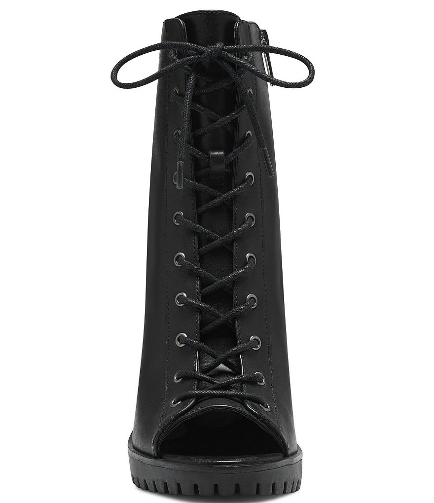 Vince Camuto Hemmy Peep Toe Lace-Up Leather Booties