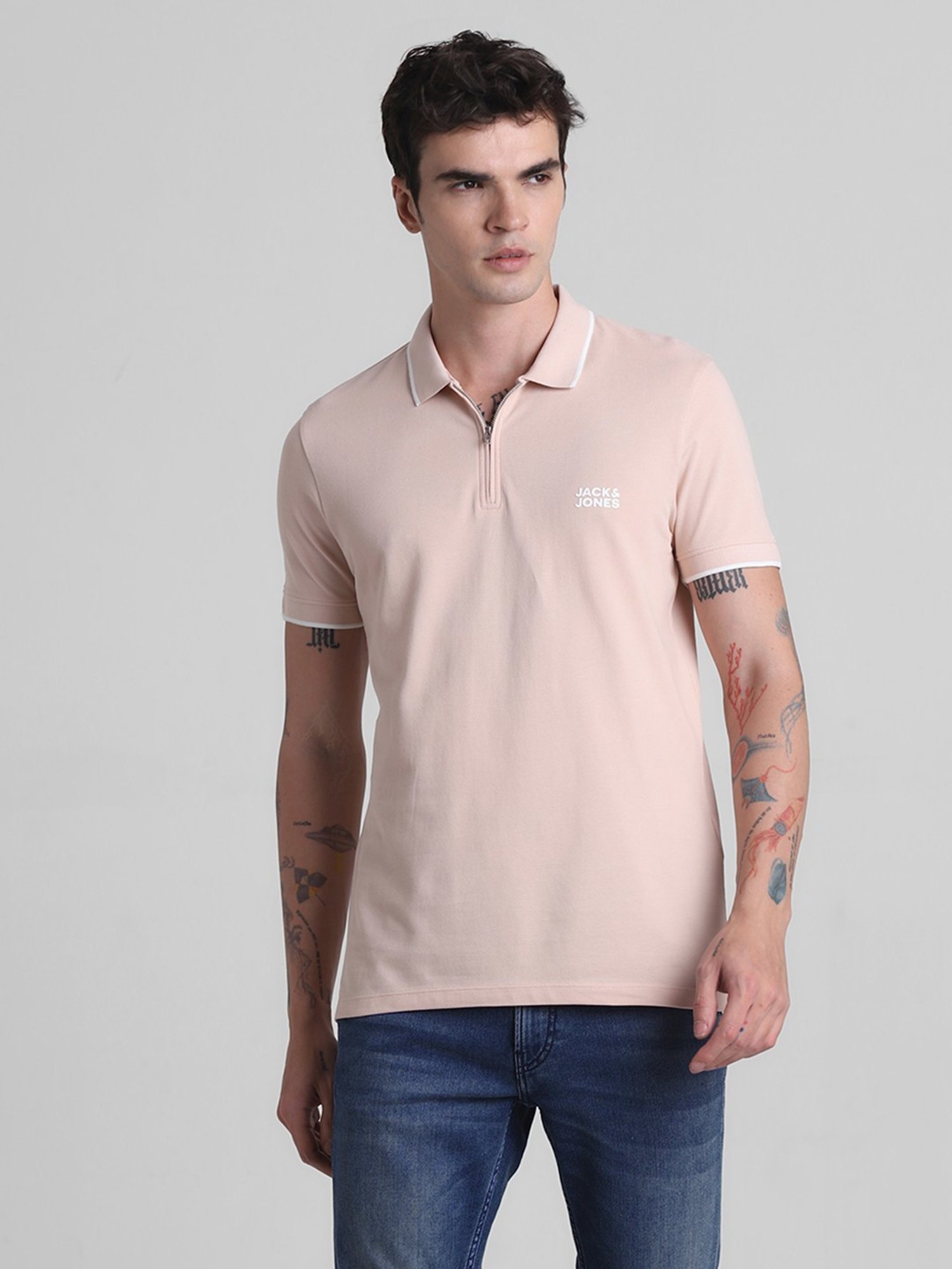 Jack & Jones Cameo Rose Cotton Slim Fit Polo T-Shirt
