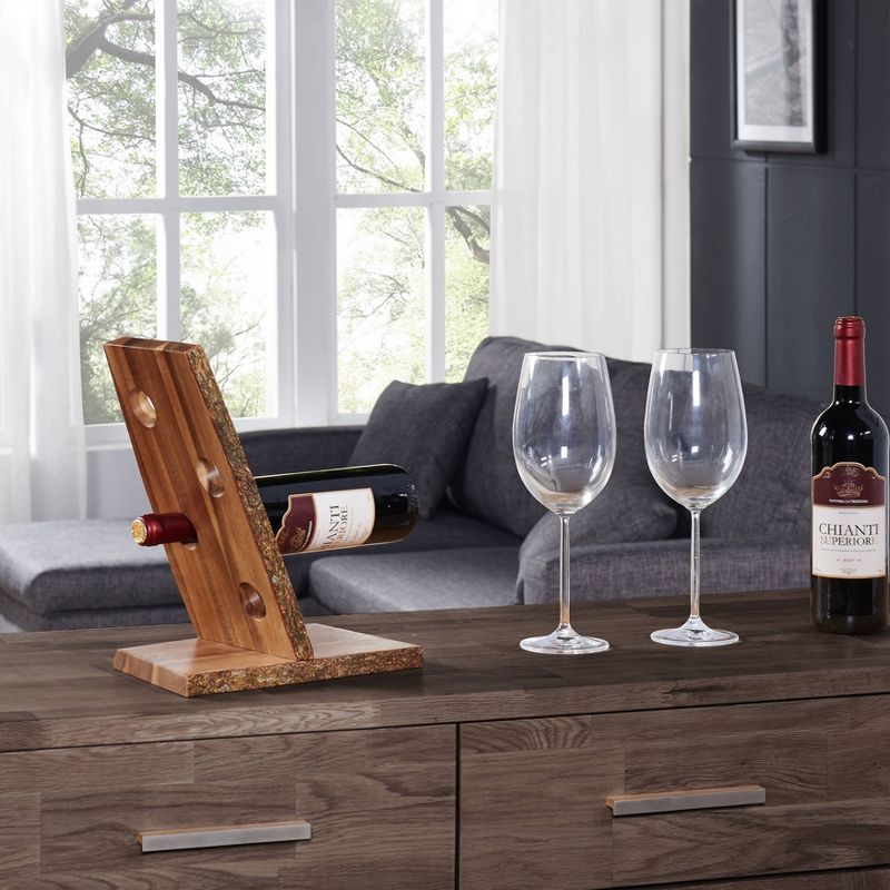 11.5" x 10.2" Four Bottle Floating Acacia Wood Wine Holder Brown - Danya B.