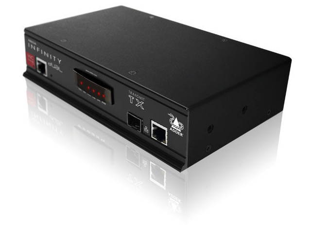 AdderLink INFINITY Dual Transmitter with built-in RealVNC - Dual head or Dual Link DVI, USB and audio extension over Gigabit ethernet or Fiber. ALIF2112T-US