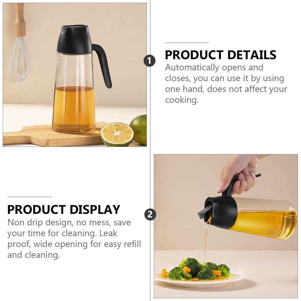 640ml Kitchen Oil Bottle Vinegar Cruet Container Leak-proof Oil Dispenser Bottle