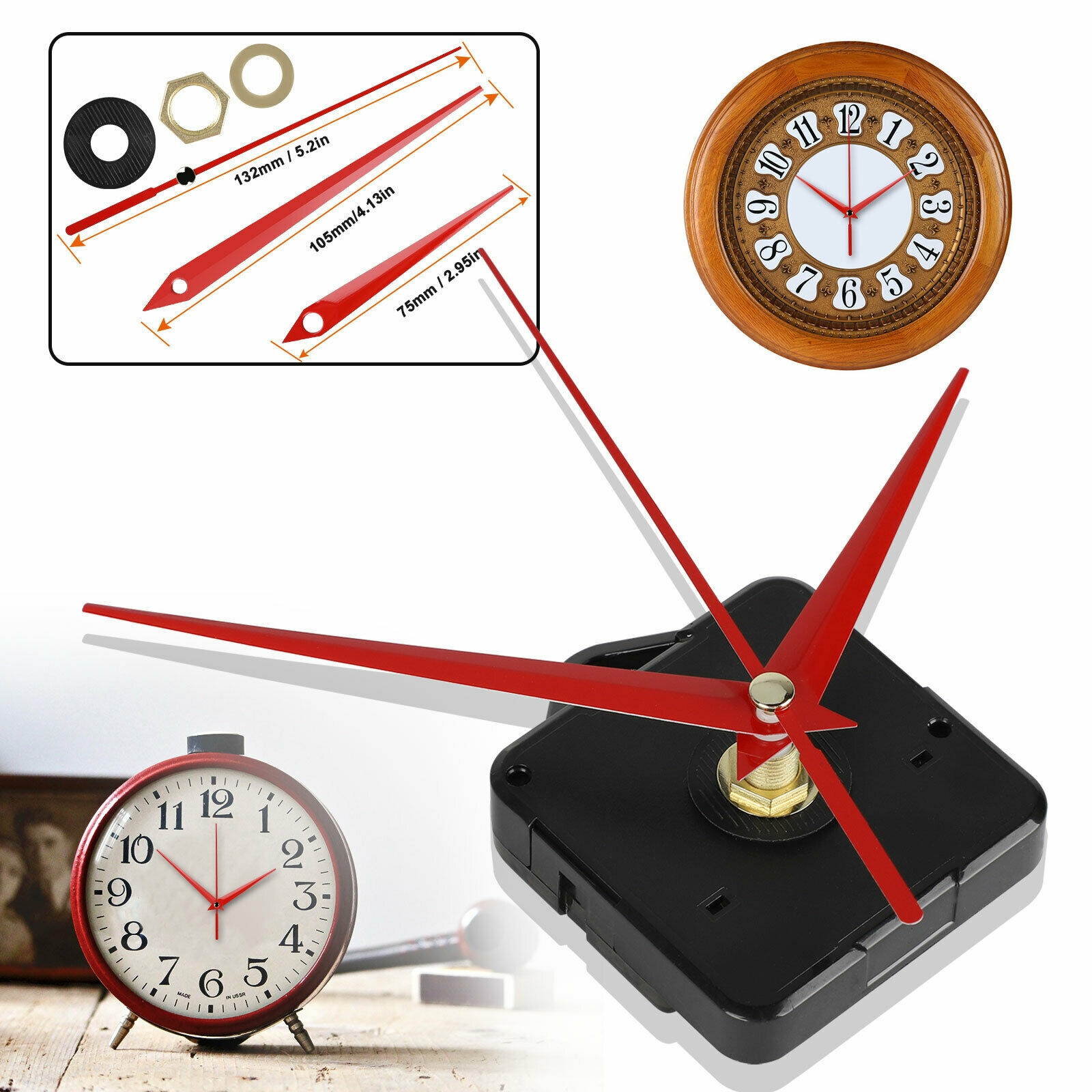 DIY Replacement Wall Clock Quartz Movement Mechanism Hands Repair Parts Tool Set