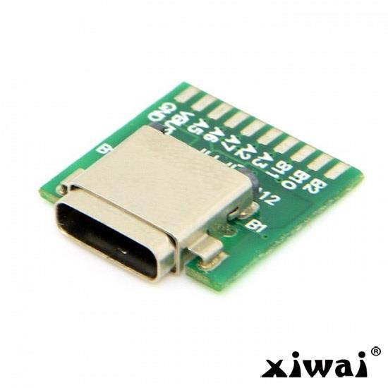 Xiwai DIY USB 3.1 Type C Male & Female Plug & Socket Connector SMT type with PC Board 1set
