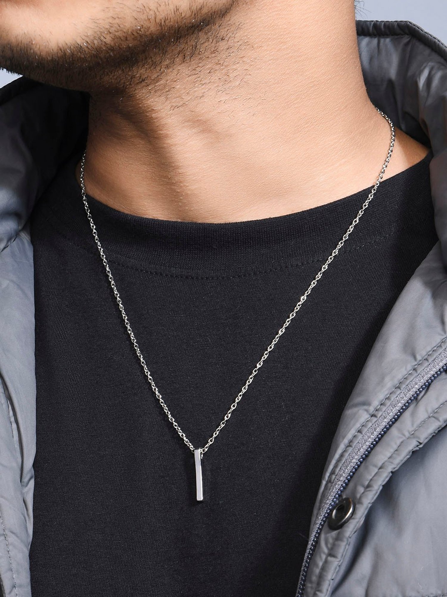The Bro Code Silver-Plated Bar Pendant Necklace for Men