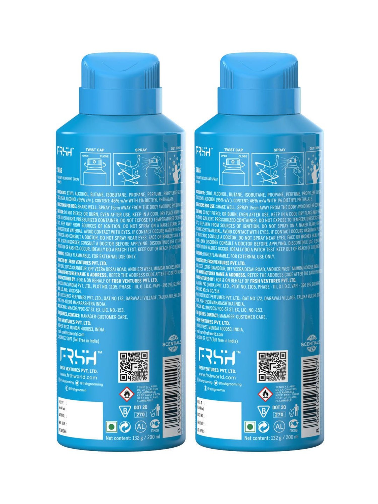 FRSH Dedorant Body Spray Swag - Pack of 2