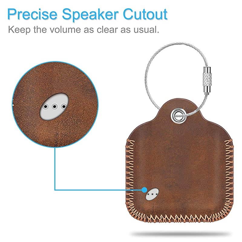 Genuine Leather Case for Tile Mate Tile Pro Tile Sport Tile Style Cube Pro Key Finder Phone Finder AntiScratch Protective Skin Cover with Keychain Brown