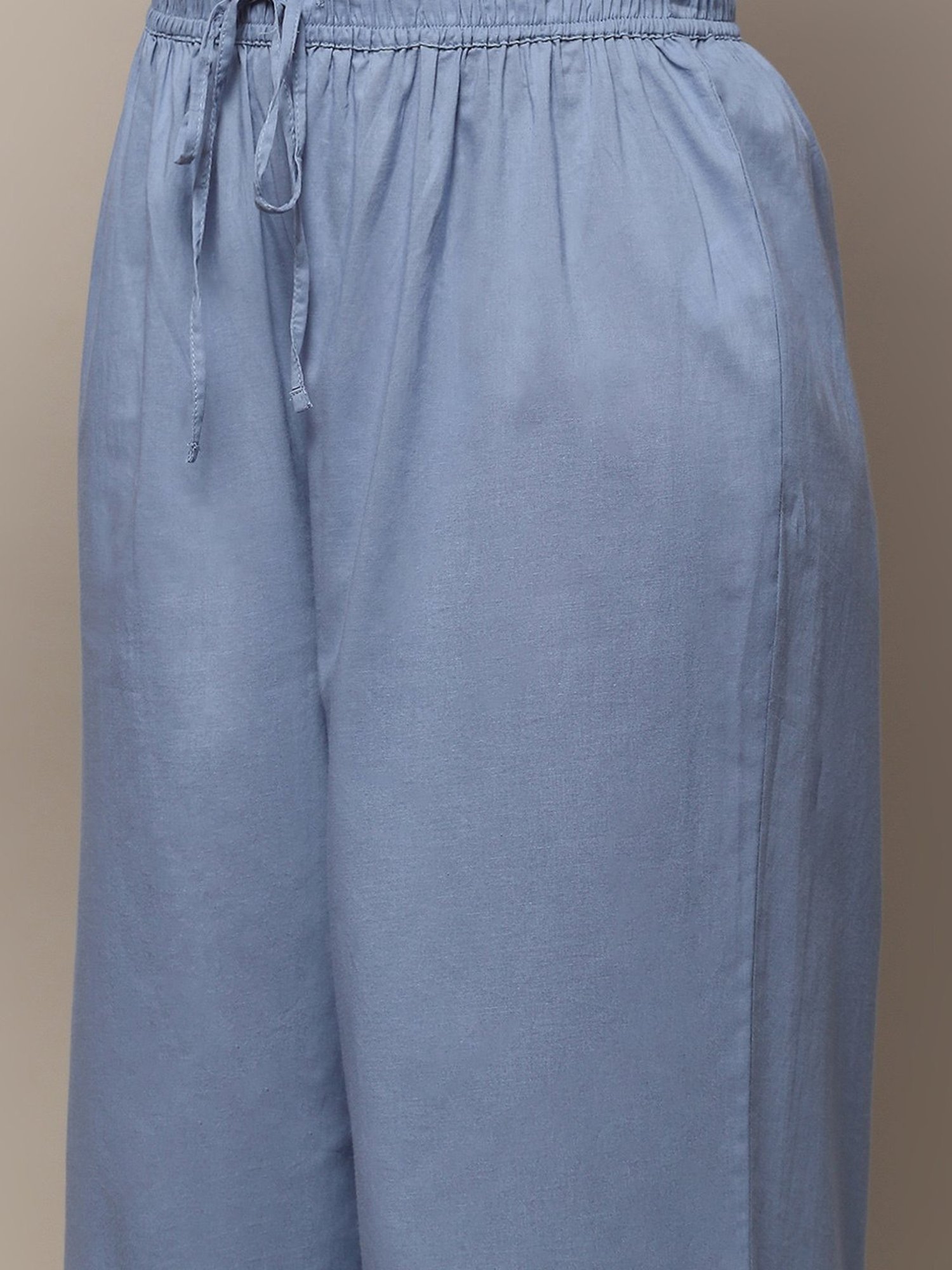 Biba Blue Printed Kurta With Palazzo & Dupatta