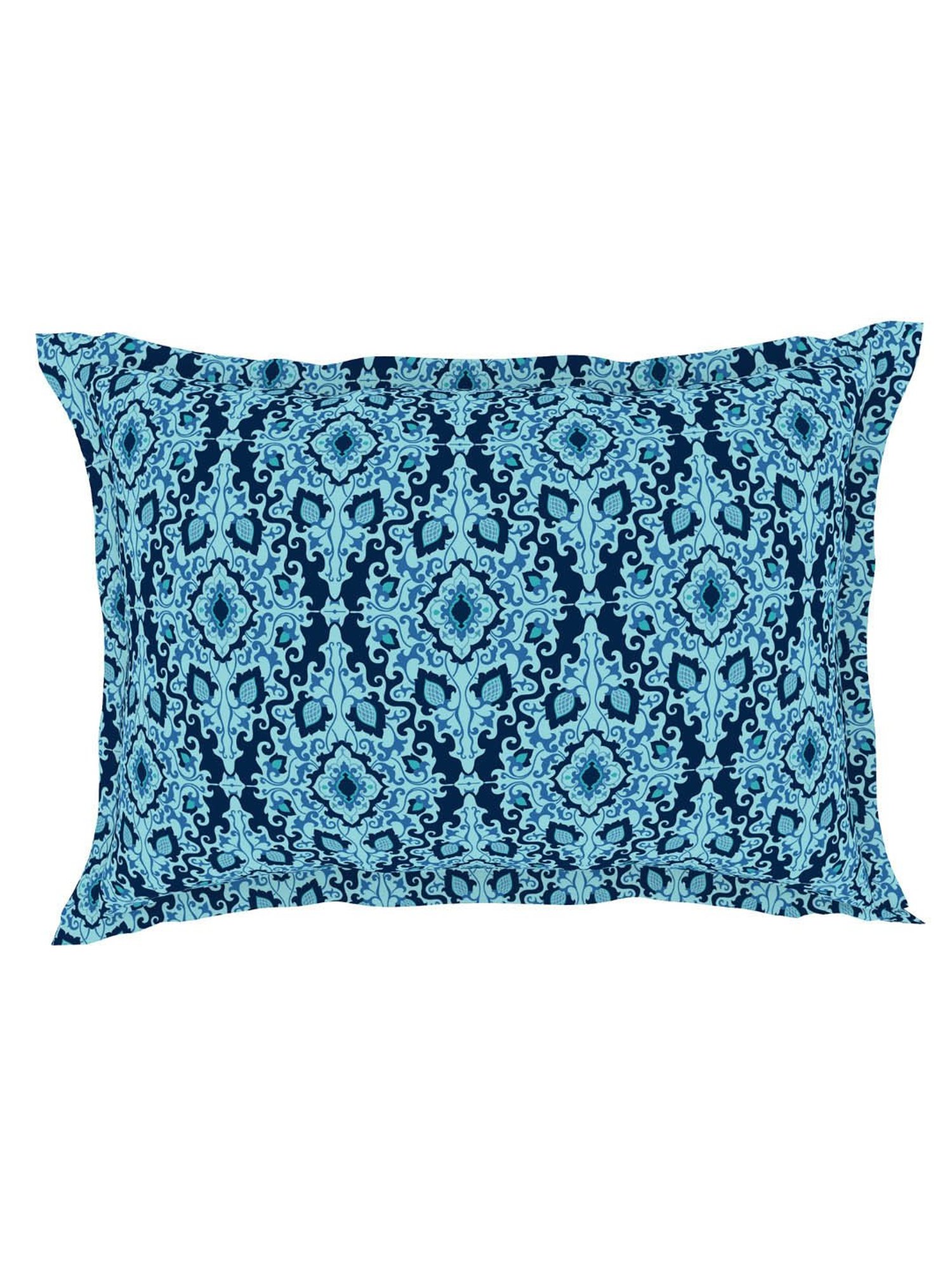 Welspun Dazzle Abstract Blue 140 TC Microfiber Double Bedsheet with 2 Pillow Covers