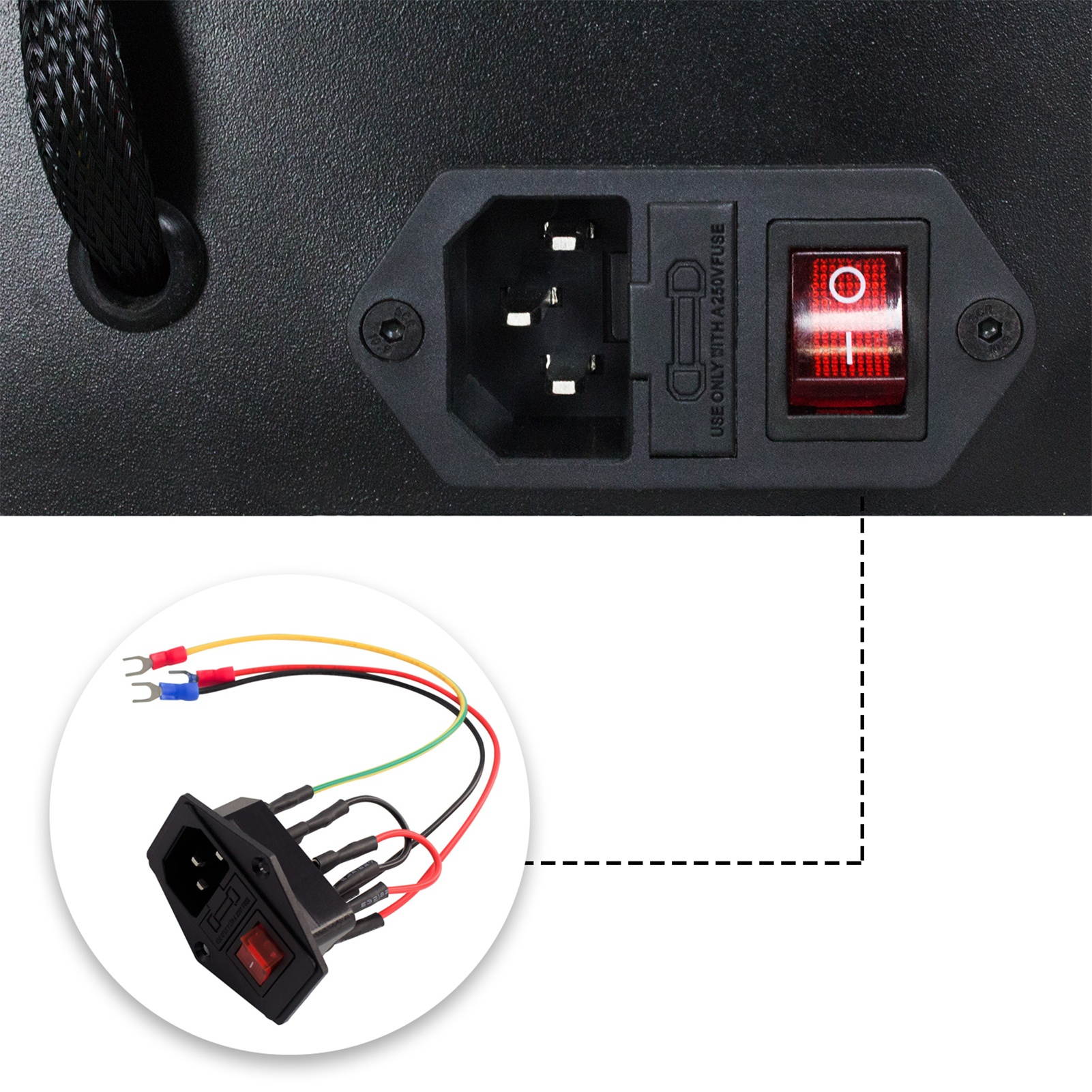 Aibecy 3D Printer Accessories Power Supply Switch Socket 10A 250V Rocker Switch with Fuse Cable U-Type Plug for 3D Printer