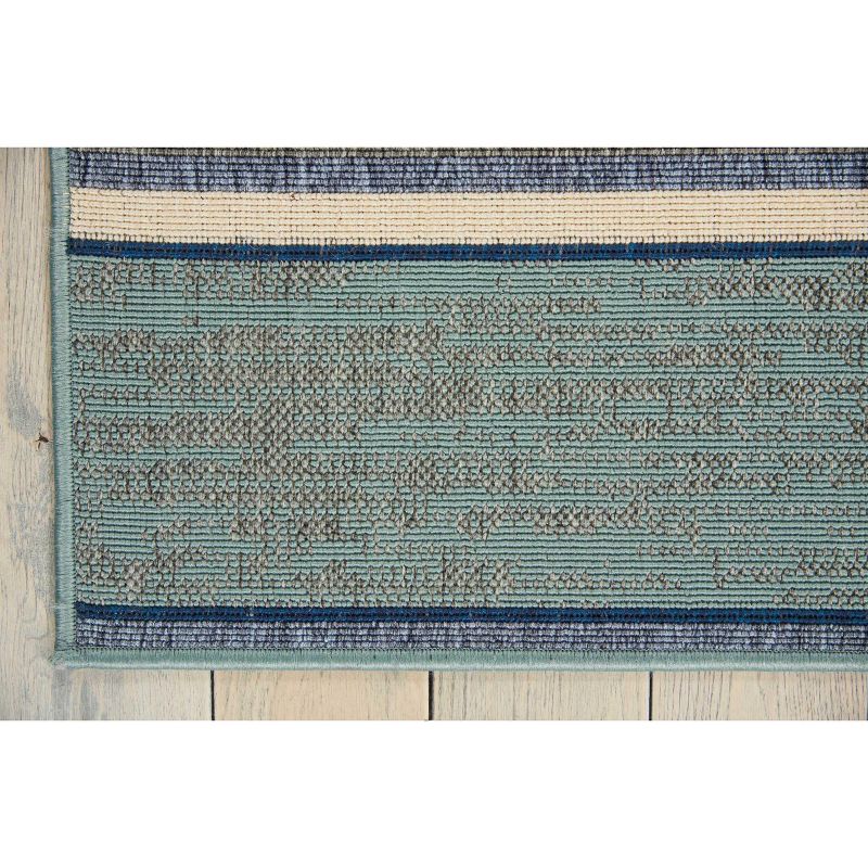 7'10"x10'6" Rectangle Indoor and Outdoor Woven Stripe Area Rug Blue - Barclay Butera
