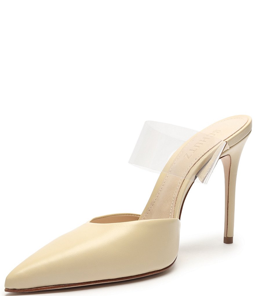 Schutz Sionne Clear Vinyl Pointed Toe Mules