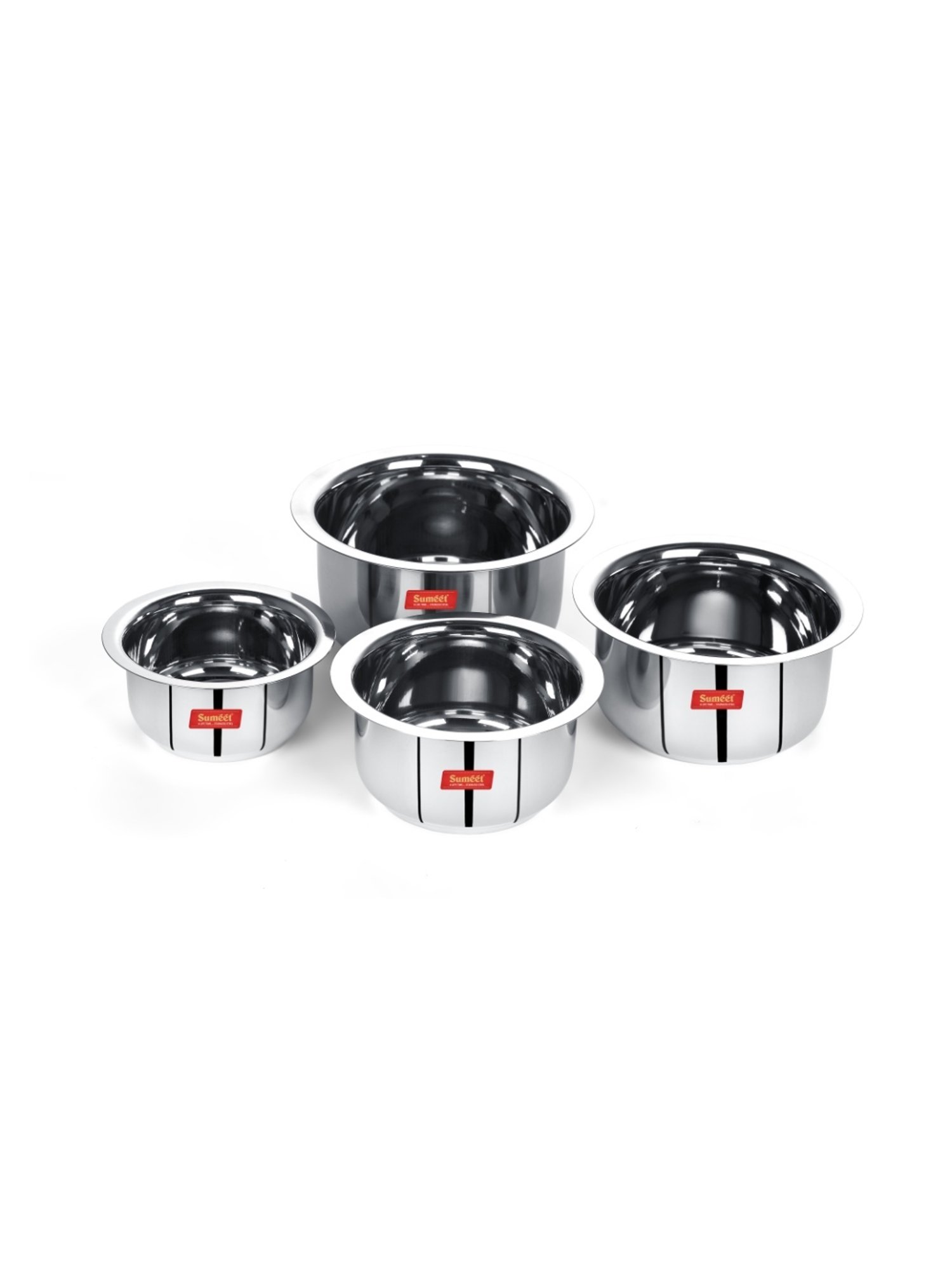 Sumeet S.S.Flat Bottom Induction&Gas Stove Friendly Tope Set of 4Pc(370ML,550ML,800ML,1100ML)