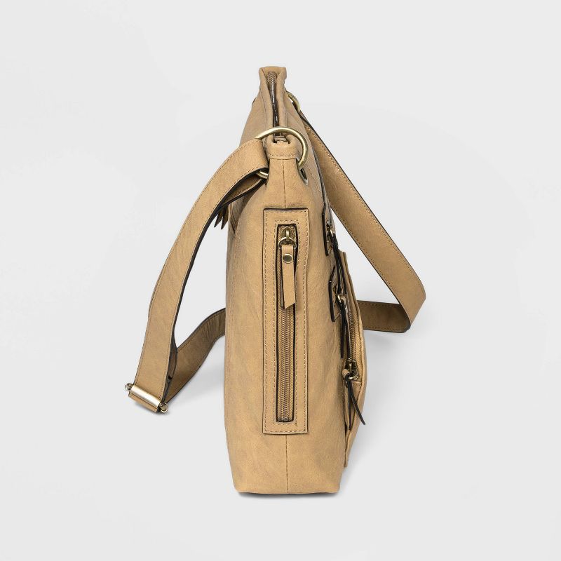 Bueno Zip Closure Crossbody Bag - Beige