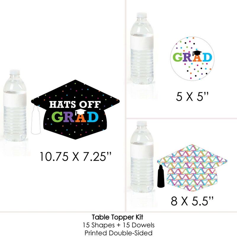 Big Dot of Happiness Hats Off Grad - Graduation Party Centerpiece Sticks - Table Toppers - Set of 15