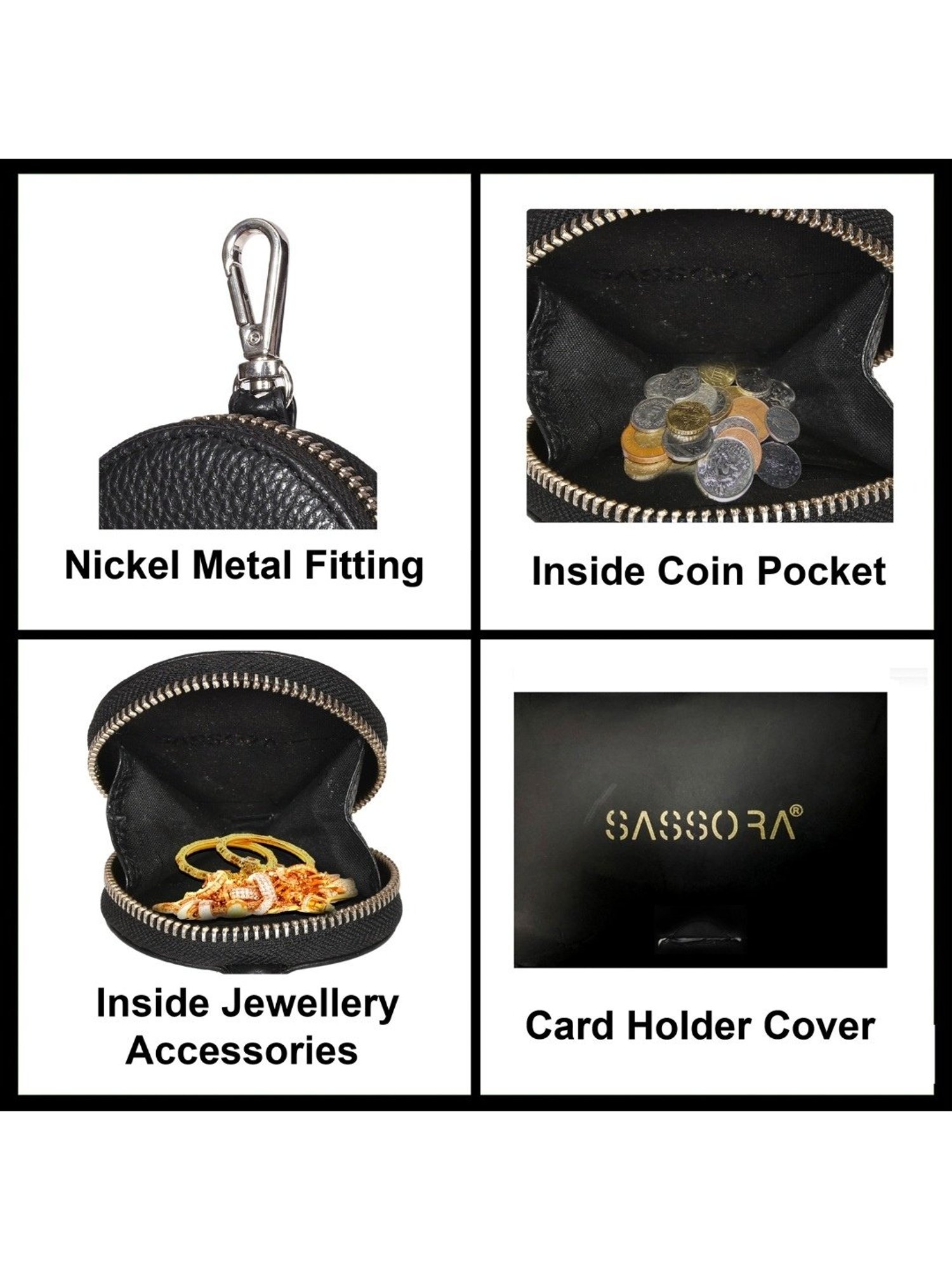 SASSORA QIU Black Leather Textured Pouch