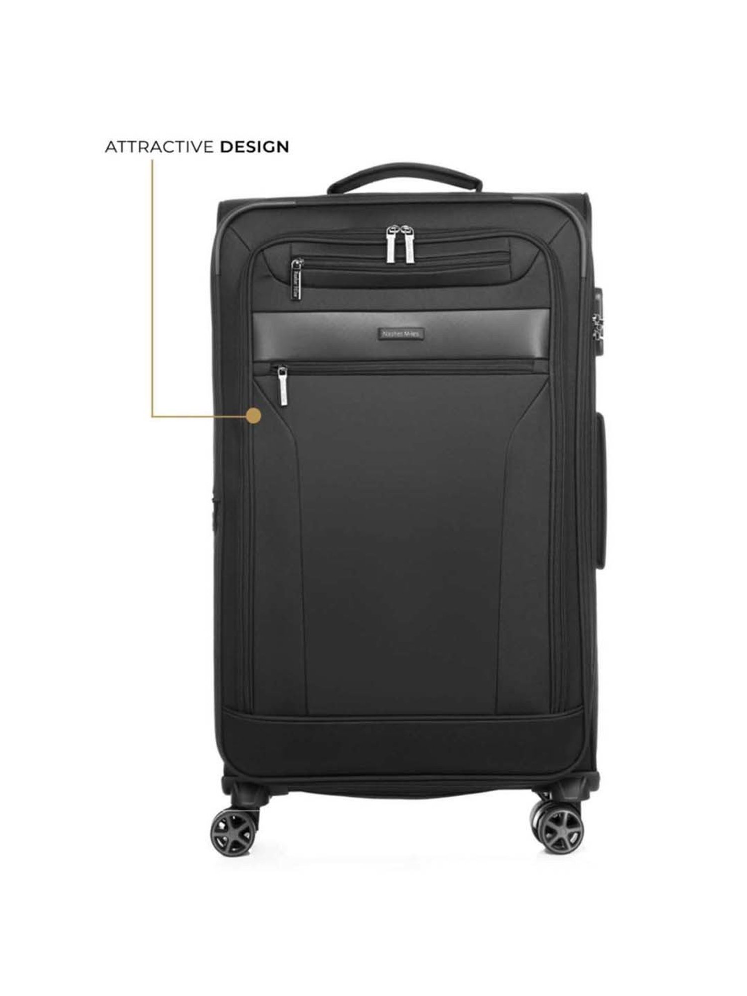 Nasher Miles Berlin Expander Soft-Sided Polyester  Set of 2 Black Trolley Bags (55 & 65 cm)