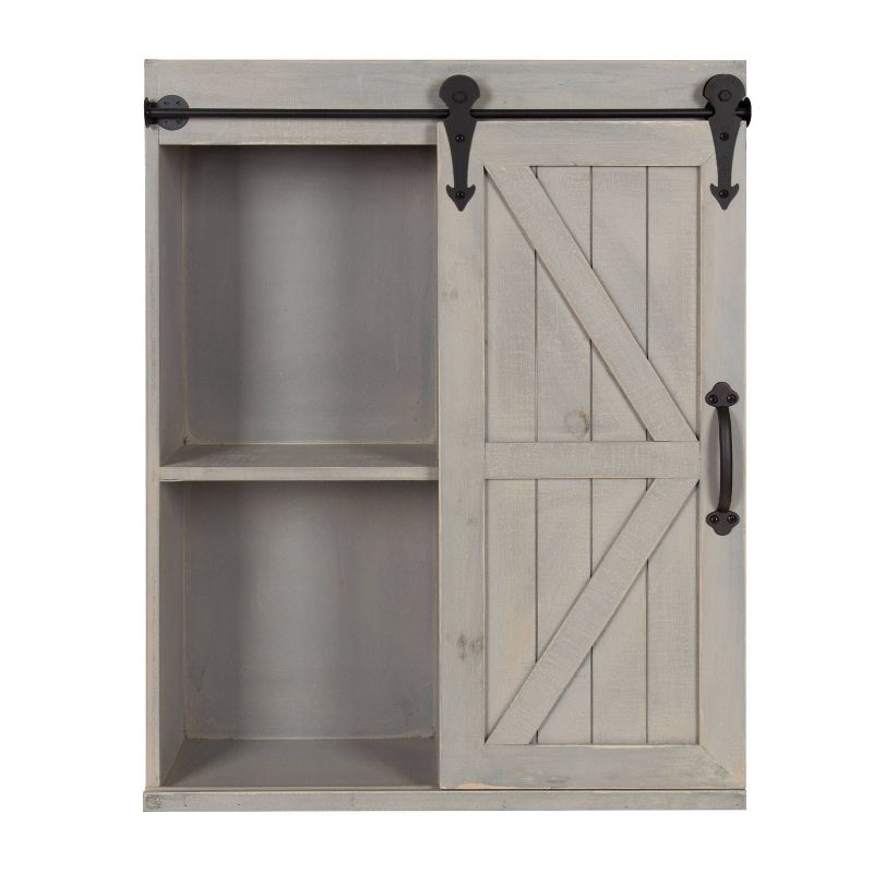 Decorative Wood Wall Storage Cabinet with Sliding Barn Door Rustic Gray - Kate & Laurel All Things Decor