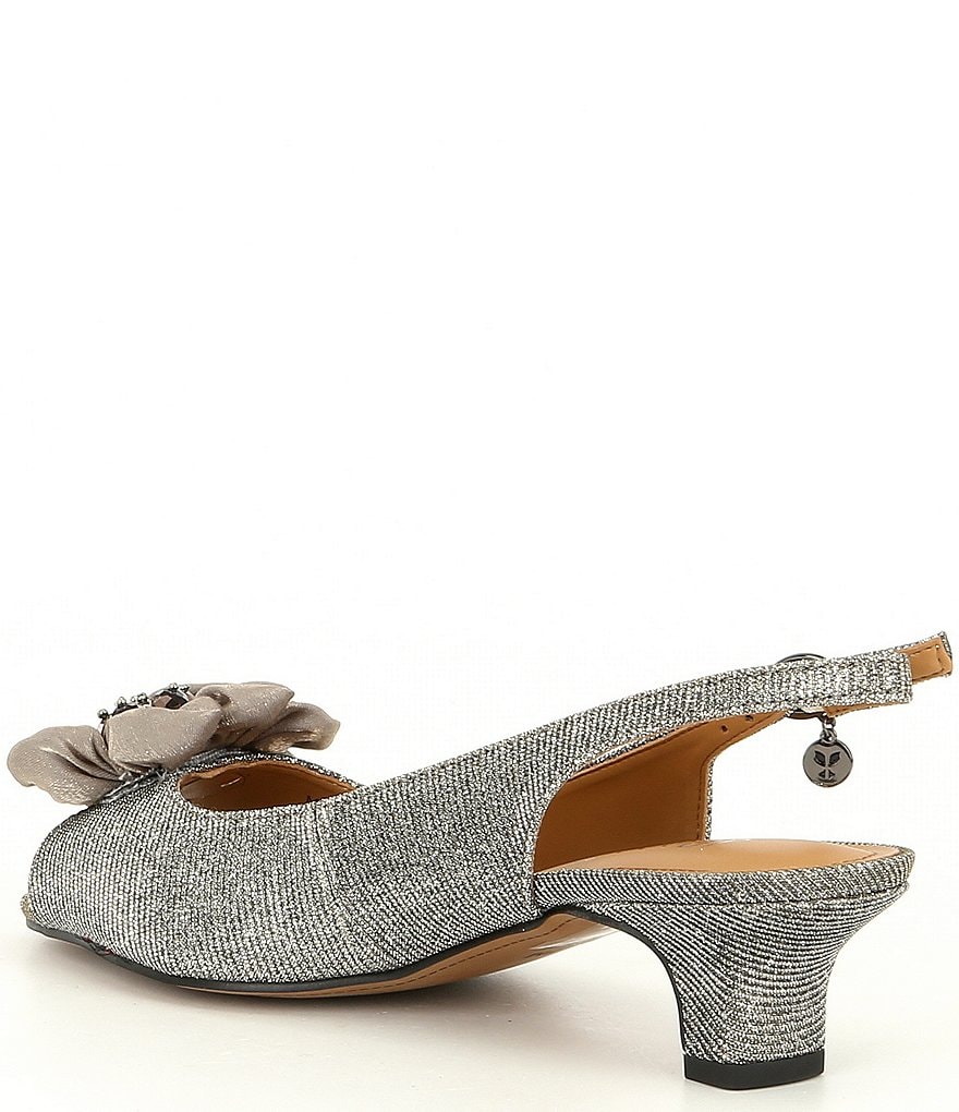 J. Renee Leonelle Embellished Bow Slingback Peep Toe Pumps