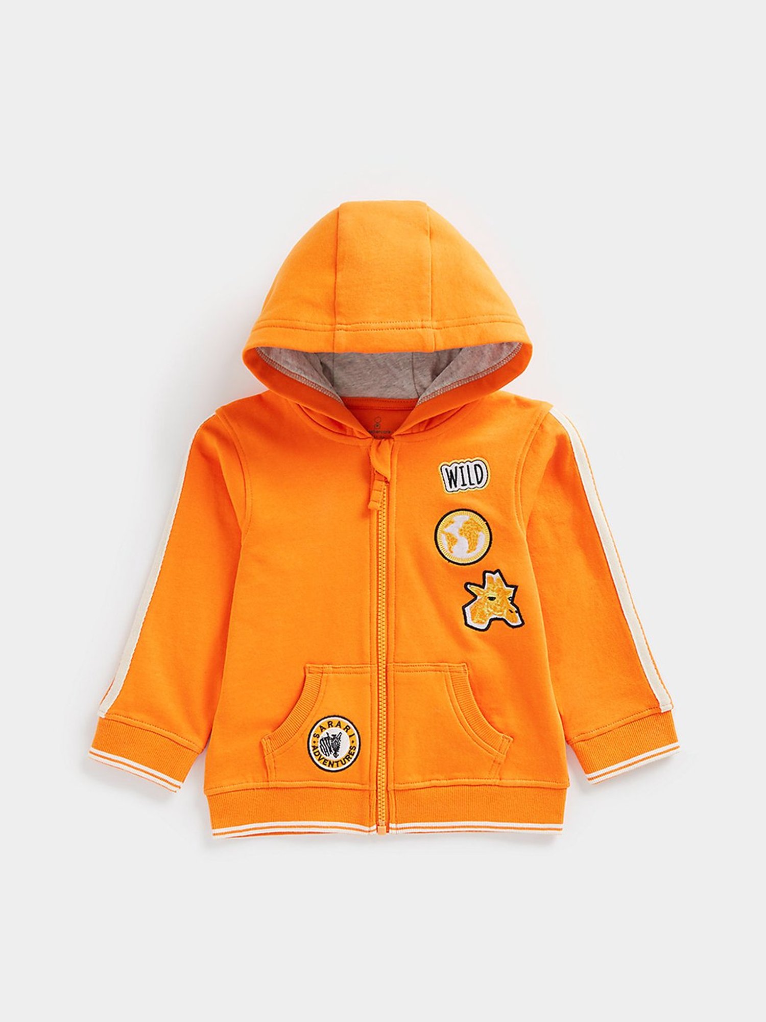 Mothercare Kids Orange Applique Full Sleeves Hooded Sweatshirt